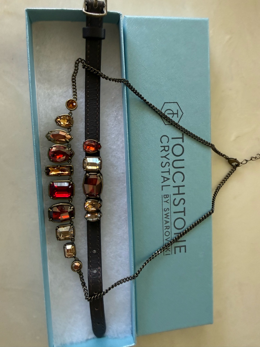 Touchstone Multi-Stone 2 piece Crystal Necklace and Bracelet set Swarovski